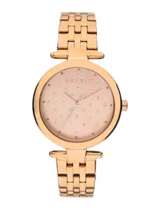 ESPRIT Women Brass Dial & Stainless Steel Straps Embellished Analogue Watch ES1L167M0095