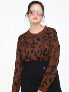 LULU & SKY Animal Printed Drop-Shoulder Sleeves Pullover