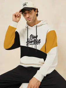 BAESD Colourblocked Hooded Long Sleeves Fleece Pullover Sweatshirt