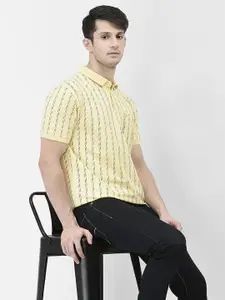 Crimsoune Club Striped Polo Collar Slim Fit Pure Cotton T-shirt