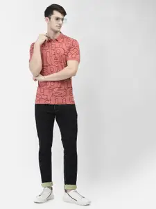 Crimsoune Club Typography Printed Polo Collar Slim Fit T-shirt