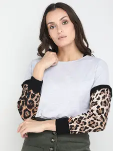 LULU & SKY Animal Printed Long Sleeves Pullover Sweater