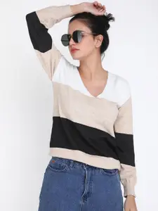 LULU & SKY Colourblocked V-Neck Pullover Sweater