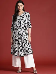 all about you Floral Printed Pleated Detail Puff Sleeves Kurta