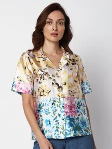 Vero Moda Slim Fit Floral Printed Cuban Collar Casual Shirt