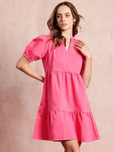 all about you Puff Sleeve A-Line Dress