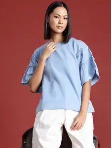 all about you Flared Tiered Sleeves Chambray Top