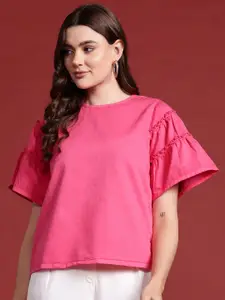 all about you Flared Sleeve Frill Detail Top