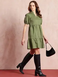 all about you Puff Sleeves Tiered A-Line Dress