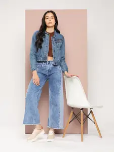 Harvard Women Wide Leg Light Fade Crop Jeans