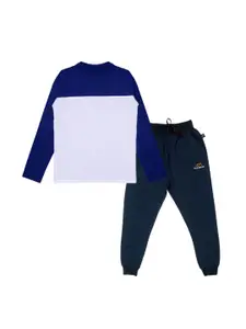 CoolTees4U Boys Colourblocked Pure Cotton T-shirt With Trousers