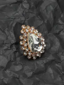 Anouk Gold-Plated Stone-Studded Adjustable Finger Ring