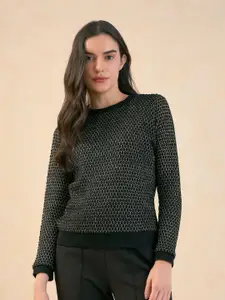 SALT ATTIRE Self Design Long Sleeves Acrylic Pullover Sweater