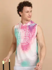 HIGHLANDER Typography Printed Sleeveless Hooded Slim Fit T-shirt