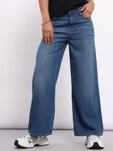 Lee Women Wide Leg Mid-Rise Clean Look Light Fade Jeans