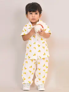 Little Carrot Boys Printed Pure Cotton Shirt With Trousers