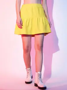 STREET 9 Striped Gathered Detailed A-Line Mini Skirt