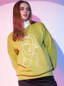 STREET 9 Graphic Printed Turtle Neck Fleece Pullover Sweatshirt