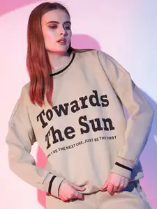 STREET 9 Typography Printed Fleece Pullover Sweatshirt