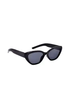 HRINKAR Women Black Lens & Black Cateye Sunglasses with UV Protected Lens