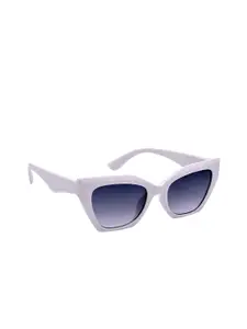 HRINKAR Women Grey Lens & White Cateye Sunglasses with UV Protected Lens