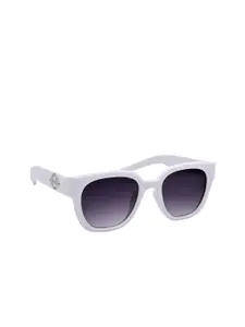 HRINKAR Women Grey Lens & White Round Sunglasses with UV Protected Lens