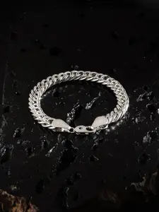 ZORD Men 925 Sterling Silver Silver-Plated Link Bracelet