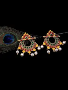 Yellow Chimes Gold Plated Meenakari Chandbali Earrings