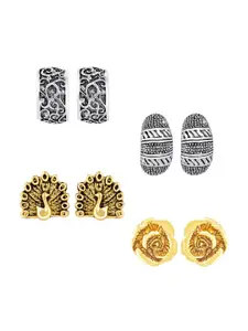 Yellow Chimes Set Of 4 Oxidised Studs