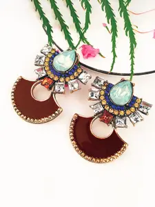 Yellow Chimes Crystals Contemporary Shaped Drop Earrings