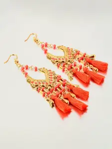 Yellow Chimes Tasselled Contemporary Drop Earrings