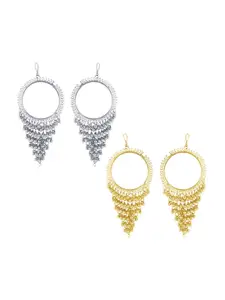 Yellow Chimes Set Of 2 Oxidised Contemporary Drop Earrings