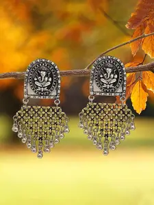 Yellow Chimes Set Of 2 Contemporary Oxidised Drop Earrings