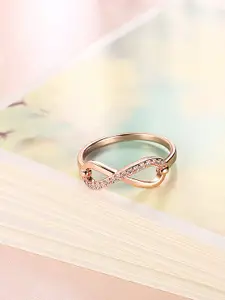 Yellow Chimes 18K Rose Gold-Plated Crystal Studded Finger Ring