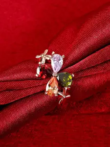 Yellow Chimes Cubic Zirconia Studded Adjustable Finger Ring