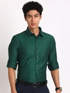 Turtle Men Green Smart Slim Fit Formal Shirt