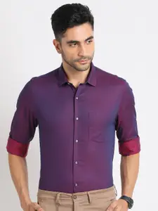 Turtle Men Purple Smart Slim Fit Formal Shirt