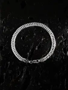 ZORD Men Silver-Toned Sterling Silver Antique Silver-Plated Link Bracelet