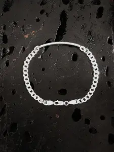 ZORD Men Silver-Toned Sterling Silver Antique Silver-Plated Link Bracelet