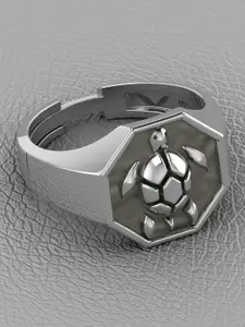 Vitra Jewellery Men Rhodium-Plated Finger Ring