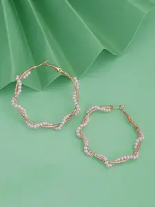 Carlton London Gold-Plated Pearls-Studded Circular Hoop Earrings