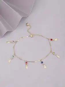Carlton London Women Gold-Plated Crystals-Studded Anklet