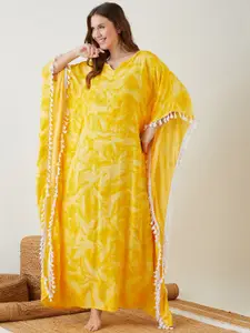 The Kaftan Company Yellow Printed Maxi Nightdress