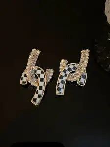 VAGHBHATT Black & White Contemporary Studs Earrings