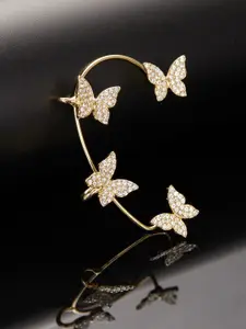 VAGHBHATT Gold-Plated Stones Studded Butterfly Ear Cuff Earring