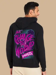 BAESD Typography Printed Hooded Fleece Pullover Sweatshirt