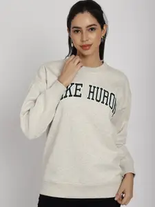 Rute Typography Printed Cotton Pullover Sweatshirt