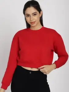 Rute Long Drop-Shoulder Cotton Crop Sweatshirt