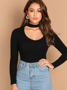 AAHWAN Choker Neck Cotton Fitted Top