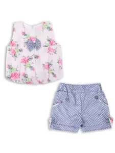 Wish Karo Girls Pink Printed Top with Shorts